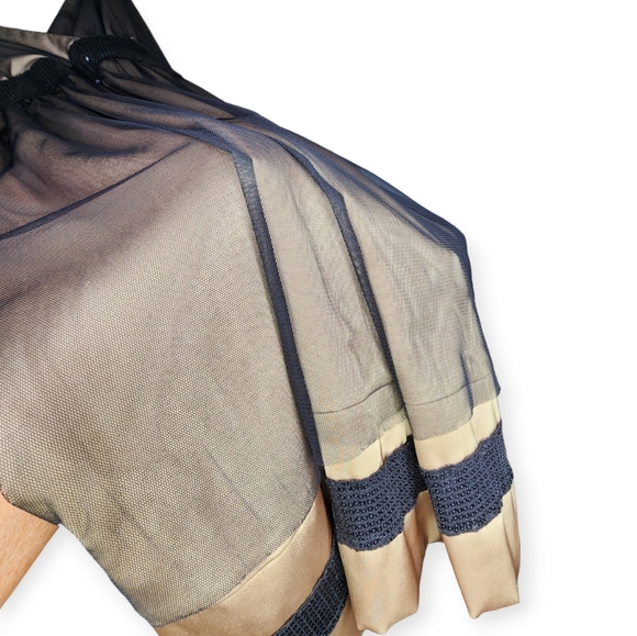 Hanita short dress Italian made bronze colour with black trims size 12 - Picture 3 of 11